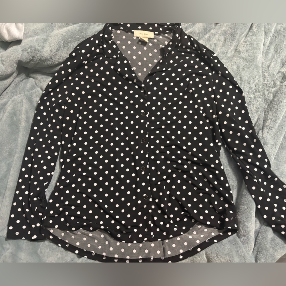 Diana Belle Polka Dot Blouse - Black and White